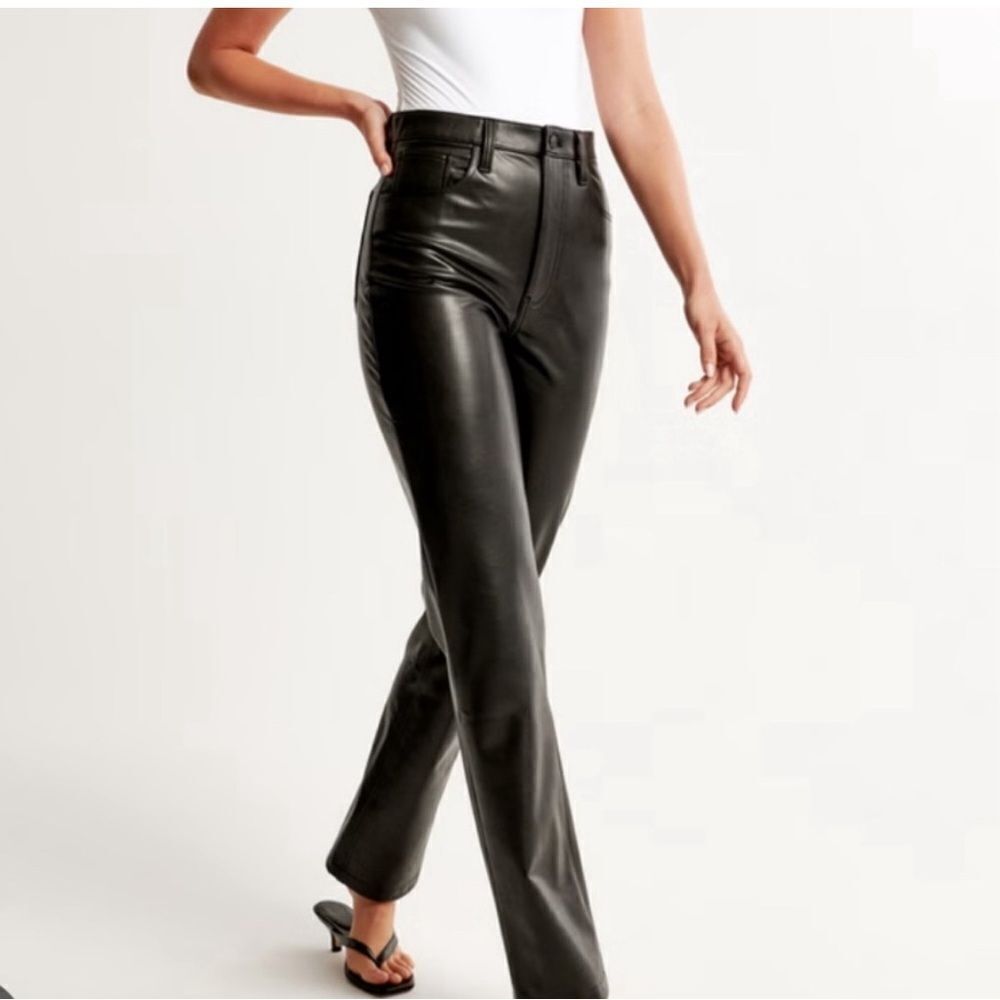 Abercrombie and fitch vegan leather 90s straight pants